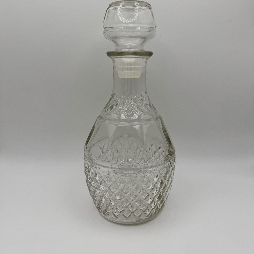Vtg Princess House Crown Royal Diamond Cut Glass‎ Decanter Stopper 1970s (A)